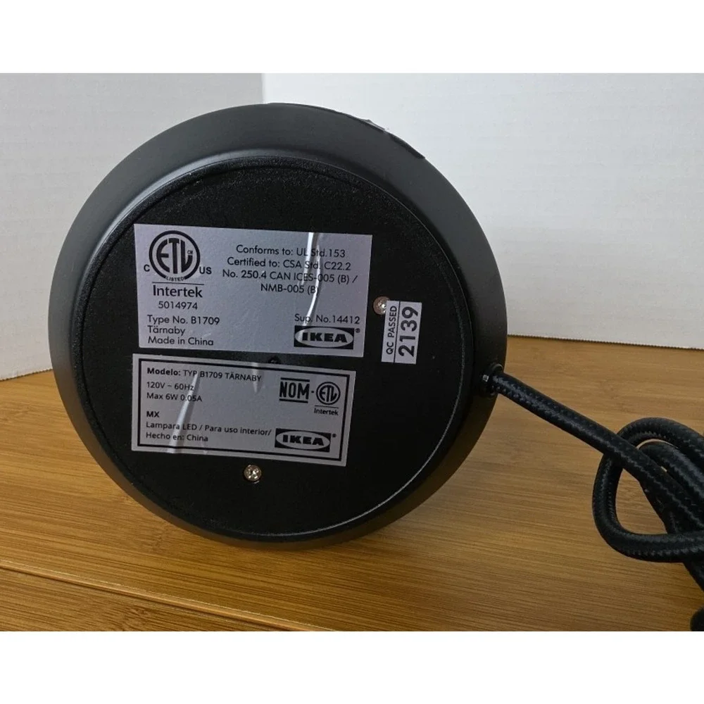 IKEA TARNABY Table Lamp with Dimmer‎ Knob Anthracite Black TÄRNABY